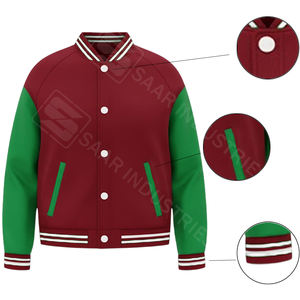 Vestes universitaires américaines classiques, poignets côtelés, logo frontal, 100% laine, coupe-vent, respirantes, boutons-pression unisexes, commande en gros, usine - Product Image 4