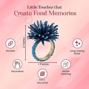 ลูกปัดแก้วเหล็กอัลลอยด์แหวนผ้าเช็ดปากรูปชายฝั่งทะเลขนาดใหญ่สำหรับตกแต่งงานปาร์ตี้โต๊ะรับประทานอาหารทุกวันการชุมนุมของครอบครัว - Product Image 2