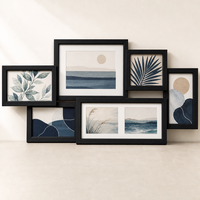 Cadre photo mural en MDF, vente en gros, best-seller, collage personnalisé pour la maison, tailles variées 5x5" 5x7" 5x12", cadre en bois, lot de 6 pièces
