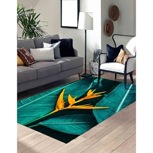 Tapis imprimé de fleurs tropicales : Décoration de bureau, botanique, grand format, facile à nettoyer, tapis en velours - Product Image 3