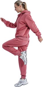 ชุดวอร์มลำลองผู้หญิงแบบ 2 ชิ้น เสื้อฮู้ดผ้าฟลีซและกางเกงขายาว ชุดออกกำลังกายอุ่นๆ - Product Image 3