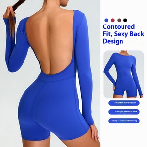 Combinaison de yoga pour femme, taille haute, manches longues, avec broderie, séchage rapide, pour la salle de sport - Product Image 2