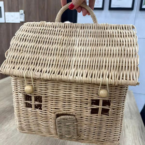 Cesta de Casa de ratán Premium con asa para tela de almacenamiento para el hogar, hotel, decoración interior, organización, regalos artesanales - Product Image 1