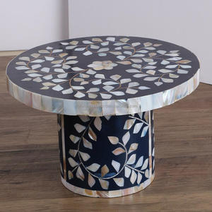 Soporte de pastel de nácar con incrustaciones de hueso redondo hecho a mano con patrón de hoja de flor multicolor para boda o uso doméstico - Product Image 6