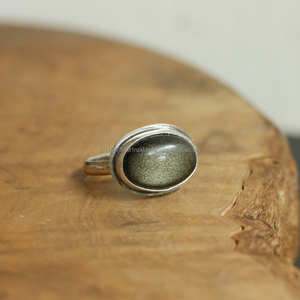 925 Sterling Silver Ring Golden <b>Obsidian</b> Genuine Gemstone Bohemian Ring Handmade Silver <b>Jewelry</b> Ring Gift for Her - Product Image 4