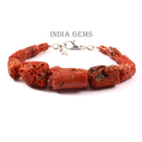 Bracelet de perles en forme de tube de corail italien réglable bijoux en pierres précieuses rouges pour mariages et fêtes cadeau parfait