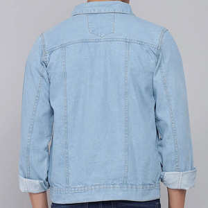 Veste en jean pour hommes, manteau en jean à la mode décontractée, Streetwear coupe ajustée classique, logo personnalisé bleu et vintage, OEM et ODM - Product Image 3