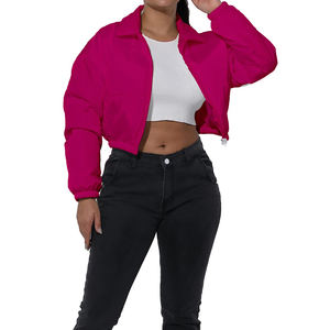 Chaqueta acolchada sólida para mujer personalizada con cremallera corta con logotipo personalizado y calidez gruesa acogedora en ropa de invierno - Product Image 4