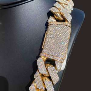 Collier de style hip-hop en argent sterling 925 de 24 pouces pour hommes, 22mm VVS, moissanite, diamant épais, chaîne cubaine, cadeau pour les occasions. - Product Image 3