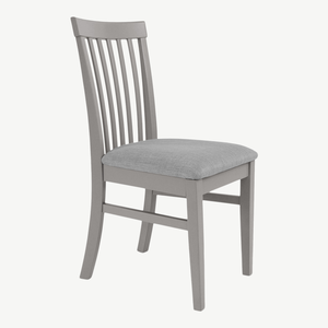 Silla de comedor gris de madera con asiento tapizado - Product Image 2