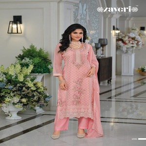 Organza occasionnel avec broderie Salwar Suit Femme Fabricant de mode de l'Inde au taux le plus bas - Product Image 1