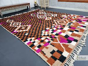 Dhurries de concepteur à carreaux noirs et marron Dhurries tapis de concepteur personnalisé motif d'impression de Bloock de main Dhurrie pour le salon de la maison - Product Image 4