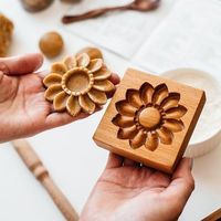 Moule à biscuits en bois tourbillon rond Biscuit timbre pâtisserie presse gaufrage outil cuisson Cutter traditionnel beurre sucre sablé moule