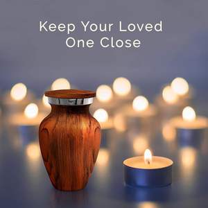 Modern Wholesale <b>Wood</b> Finish Keepsake Cremation Urn Mini Memorial Urn for Human Ashes Small Elegant Decorative Funeral Urns - Product Image 2