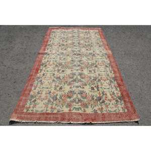 Alfombra turca Vintage clásica Beige rojo 5,2X9 pies área grande lana látex respaldo Patchwork Tabriz rectángulo pasillo para decoración de habitación - Product Image 1