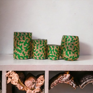 Décoration intérieure dorée et verte Vente à chaud de bougies de luxe vides personnalisées de haute qualité Récipients et bocaux en verre avec mosaïques fabriquées à la main - Product Image 6