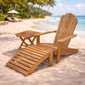 Chaise longue Adirondack en teck massif d'Indonésie, résistante aux intempéries, mobilier d'extérieur pour bord de piscine, patio, utilisation en station balnéaire, au meilleur prix - Product Image 4