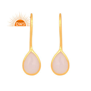 Best Quality Sterling Silver 18K Gold Plated Natural White Opal Gemstone <b>Dangle</b> <b>Earring</b> Demi <b>Fine</b> Jewelry Manufacturer - Product Image 1
