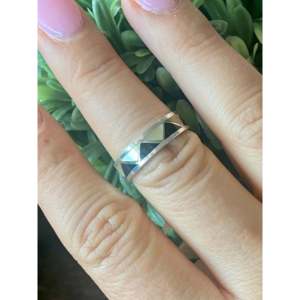 Navajo Handmade <b>Ring</b> Multi-Stone Sterling Silver Inlay Geometric Pattern <b>Opal</b> Pearl Platinum Rhodium Size 8.75 Everyday Wear - Product Image 2