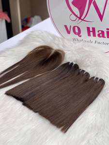 Venta al por mayor paquete de extensiones de cabello Remy virgen cabello crudo vietnamita Cierre de encaje y cutícula alineada cabello humano recto - Product Image 5
