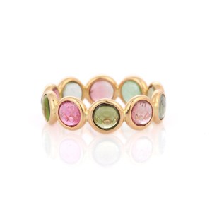 Anillo de oro amarillo de 18 quilates con gemas de turmalina Natural, joyería fina hecha a mano, para regalo de cumpleaños - Product Image 1