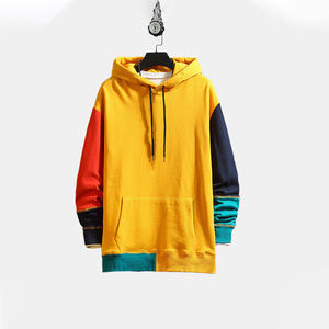 <b>Fleece</b> Hoodie Winter <b>Thick</b> <b>Fleece</b> Warm Streetwear Patchwork Split Color Hoodie Full Sleeve - Product Image 3