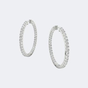 Pendientes de aro grandes con incrustaciones de diamantes de corte redondo, joyería llamativa, accesorio de moda elegante para mujer, para fiestas. - Product Image 1