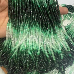 Vente chaude Belle Émeraude Naturelle Ombragée À Facettes Rondelle Forme Perles 3mm-4mm En Gros Perles De Pierres Précieuses pour La Fabrication De Bijoux - Product Image 1