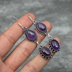 Amethyst Earrings 925 Sterling Silver Handmade Gemstone Earrings Jewelry Gift For Her Mother Elegant Amethyst Jewelry - Product Image 5