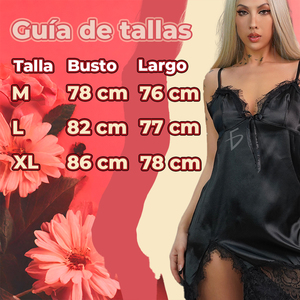 Camicia da Notte Nera in Pizzo per Donna con Spalline Regolabili, in Raso e Spandex, Chiusura Elastica in Vita, Logo Personalizzato ODM - Product Image 2