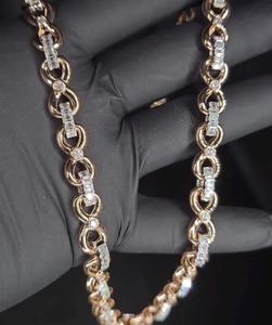 10mm plaqué rhodium Moissanite chaîne à maillons cubains cadeau de mariage pour hommes coupe ronde glacé Style Hip Hop 925 argent Sterling - Product Image 4