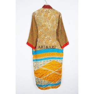 Kimono Occidental Tipo Bata con Patrones Étnicos Vibrantes, Cinturón en la Cintura, Largo, Decoración TOPSHOP, Elegante Ropa de Dormir de Seda - Product Image 5