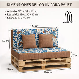 Ensemble de 4 coussins de palette d'extérieur en tissu durable 120x80 + 120x50 cm pour canapé de jardin, épaisseur 12 cm avec housse amovible - Product Image 3