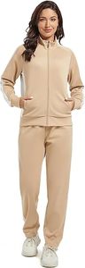 Ensemble de survêtement de gymnastique d'entraînement de gymnastique de jogging décontracté pour femmes à manches longues tenue zippée complète avec poches 2 pièces - Product Image 2