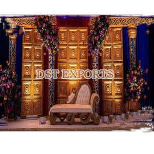 Magnifique décoration de scène de mariage en cuir capitonné, panneaux de scène en cuir capitonné pour mariage anglais, décoration de scène de mariage occidental, Danemark - Product Image 2