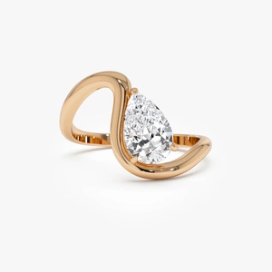 Bague solitaire élégante en forme de poire de haute qualité, diamant de laboratoire 1,00 ct E-F VS, or massif 14 carats, cadeau de mariage - Product Image 1