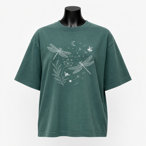 Camiseta de Algodón Extra Grande para Mujer, Cuello Redondo, Manga Corta, Estampado, Corte Holgado, Estilo Casual de Primavera/Verano - Product Image 1