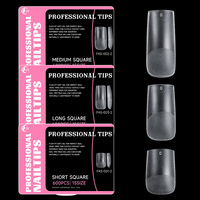 JIEYU 600 pièces de faux ongles carrés moyens mats à couverture complète, faux ongles carrés français en vrac pour salon de manucure à domicile, bricolage