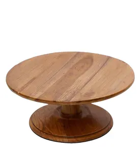 Soporte de madera de Acacia con Base de Metal para pastel, Base de madera de Acacia Natural de uso artesano con Base de madera rústica para pastel - Product Image 1