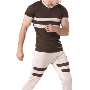 Ensemble Athleisure Rayé d'Été : Chemise Demi-Zip et Survêtement Slim Fit avec Contraste pour Homme, en Coton, Collection Été 2027 - Product Image 2