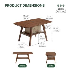 <span class=keywords><strong>Table</strong></span> <span class=keywords><strong>basse</strong></span> en <span class=keywords><strong>bois</strong></span> avec étagère de rangement à 2 niveaux, design moderne du milieu du siècle, meubles de salon (fini noyer) - Product Image 4