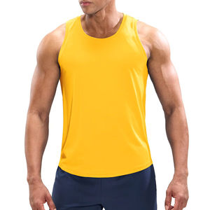 Camisetas sin mangas para hombre, venta al por mayor, algodón spandex transpirable de secado rápido, anti-pilling, cuello redondo, estampado frontal - Product Image 1