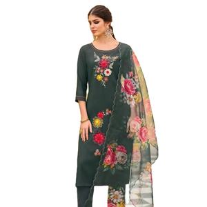 Kurtis de viscosa de diseñador con organza y accesorios de trabajo manual Seda pura con encaje y Dupatta Ropa india y pakistaní - Product Image 1