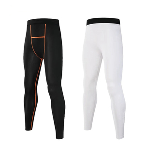 Pantalon de compression pour hommes du fabricant Spandex/Polyester pour la course et l'entraînement respirant léger noir blanc Leggings - Product Image 2
