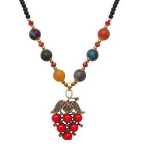 Tip Top Fashions <b>Red</b> <b>Beaded</b> Necklace with Gold-Plated Stone Grapes 1105932 - Product Image 1