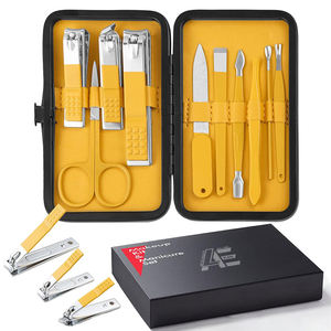 Kit de soin des ongles professionnel portable 10 pièces le plus vendu pour femmes, ensemble de pédicure 7 en 1 en acier inoxydable, argent vert, manucure - Product Image 1