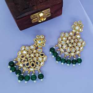 Pendientes de araña indios piedra de cristal verde perla de imitación pendientes colgantes joyería al por mayor - Product Image 1