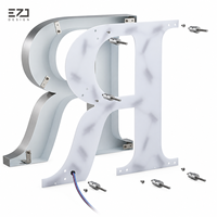 Enseigne murale de bureau personnalisée EZD en métal noir avec halo lumineux, affichage intérieur/extérieur, enseigne 3D personnalisée rétroéclairée par LED
