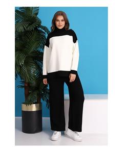 Women's High Waist Casual Wide Leg <b>Sweater</b> Pants Autumn Winter High Quality Knitwear Two Piece Set for Yoga, Sports, and Home - Product Image 1