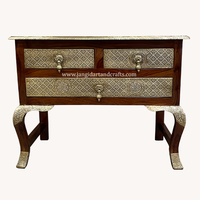 Meuble de chevet console à trois tiroirs en bois de sheesham rustique vintage antique, fabricant de meubles pour la maison en Inde